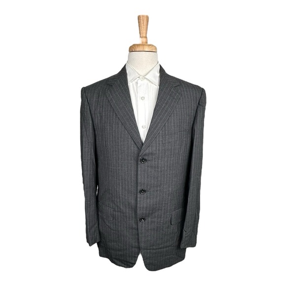 Ermenegildo Zegna Gray Striped Pure Wool Men's Suit Size 40R Pant 32x31